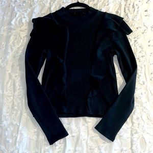 Veronica Beard Black Ruffle Sweater